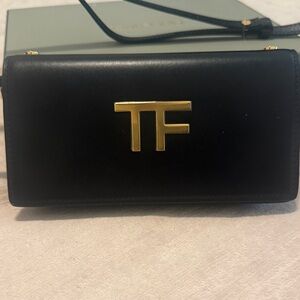 Tom Ford Black Clutch with Gold Logo